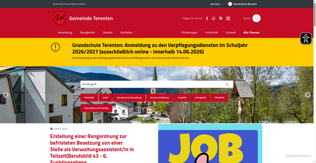 Security scan screenshot of https://www.comune.terento.bz.it