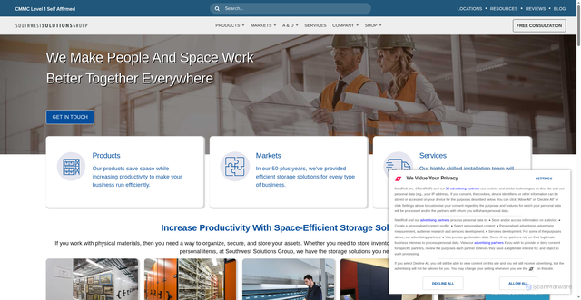 Security scan screenshot of https://www.southwestsolutions.com