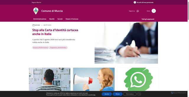 Security scan screenshot of https://www.comune.muccia.mc.it/