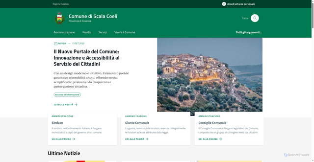 Security scan screenshot of https://www.comune.scalacoeli.cs.it