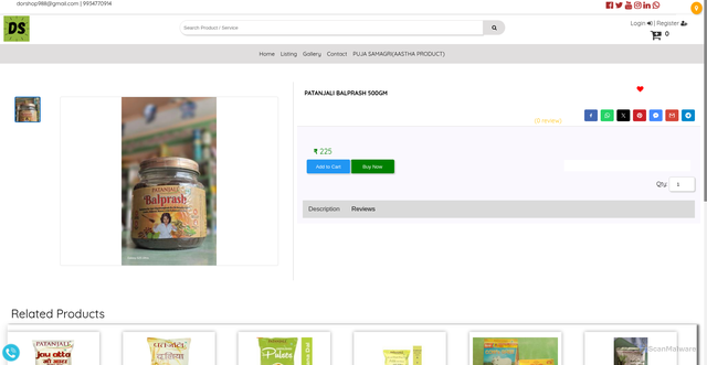 Security scan screenshot of https://dorshoponline.in/PATANJALI-BALPRASH-500GM_714813