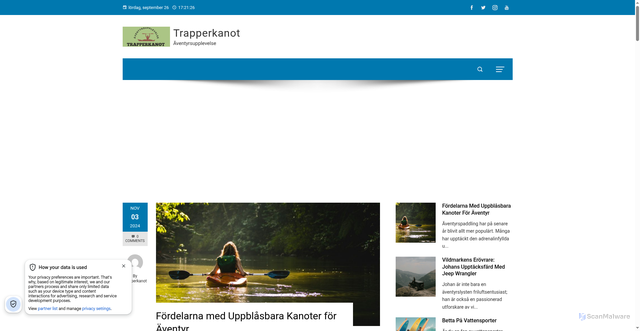 Security scan screenshot of https://trapperkanot.se