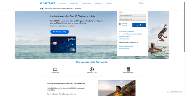 Security scan screenshot of https://cards.barclaycardus.com