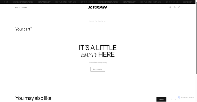 Security scan screenshot of https://kyxanclub.com/cart