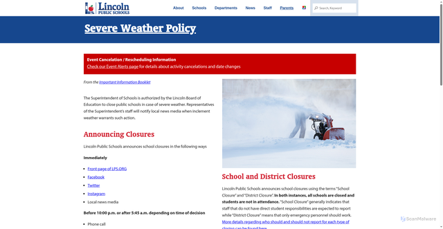 Security scan screenshot of https://home.lps.org/closings/