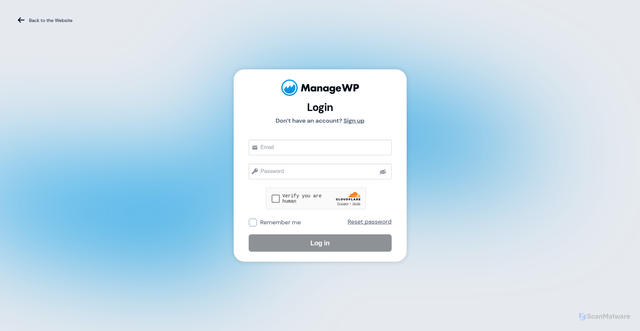 Security scan screenshot of https://orion.managewp.com