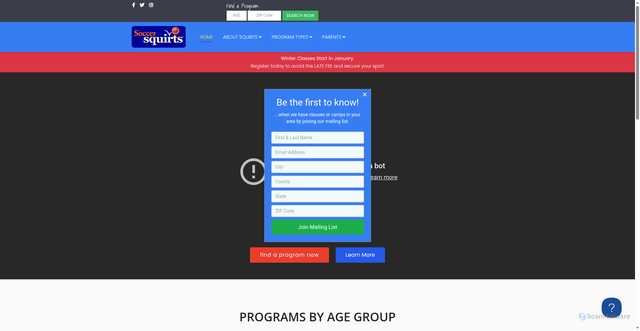 Security scan screenshot of https://soccersquirts.com/