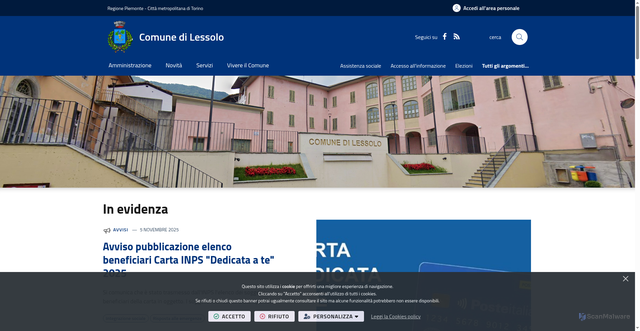 Security scan screenshot of https://www.comune.lessolo.to.it/it-it/home