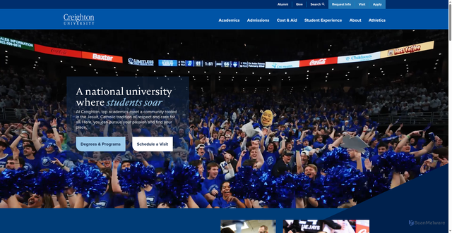 Security scan screenshot of https://www.creighton.edu