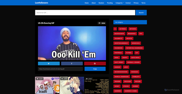 Security scan screenshot of https://lucentoasis.com/uh-oh-dancing-gif/