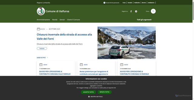 Security scan screenshot of https://www.comune.valfurva.so.it/it