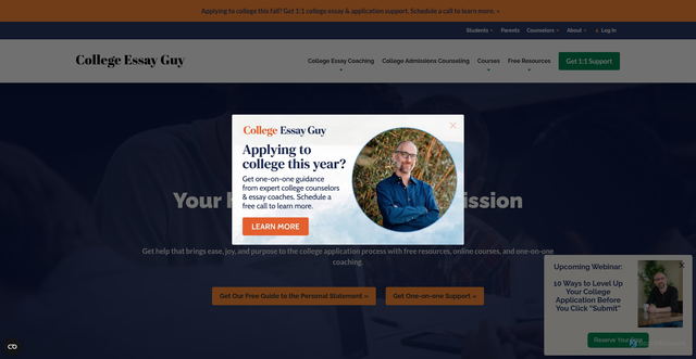 Security scan screenshot of https://collegeessayguy.com