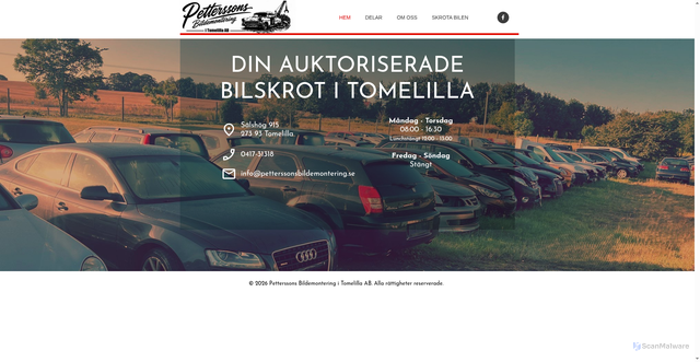 Security scan screenshot of https://petterssonsbildemontering.se