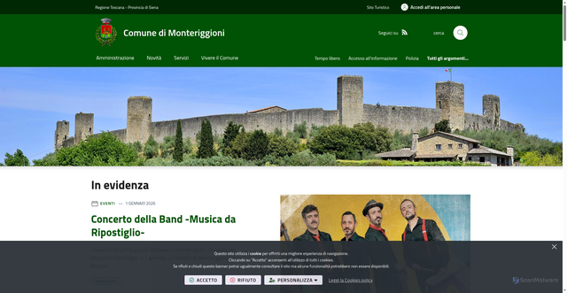 Security scan screenshot of https://www.comune.monteriggioni.si.it/it-it/home