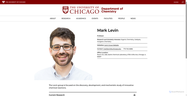 Security scan screenshot of https://chemistry.uchicago.edu/mark-levin