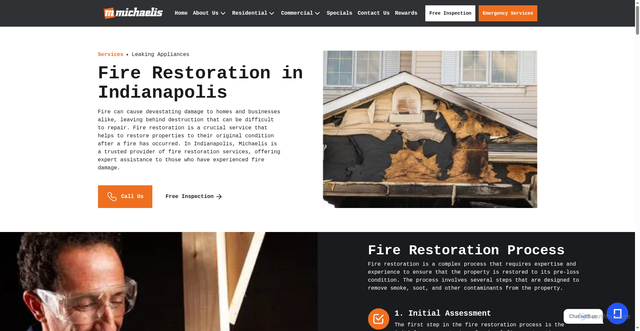 Security scan screenshot of https://www.michaeliscorp.com/fire-restoration-indianapolis