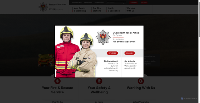 Security scan screenshot of https://www.southwales-fire.gov.uk/