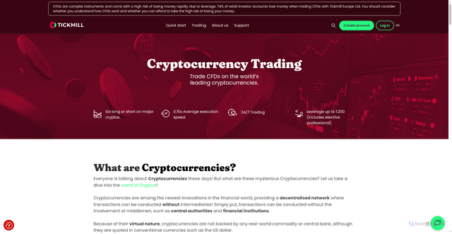 Security scan screenshot of https://www.tickmill.com/instruments/cryptocurrencies