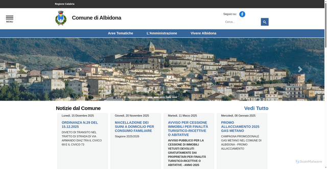 Security scan screenshot of https://www.comune.albidona.cs.it/