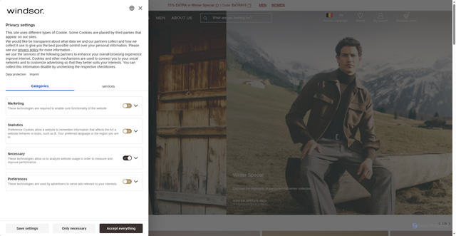 Security scan screenshot of https://windsor.de/eu/en/