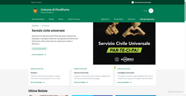 Security scan screenshot of https://comune.perdifumo.sa.it/