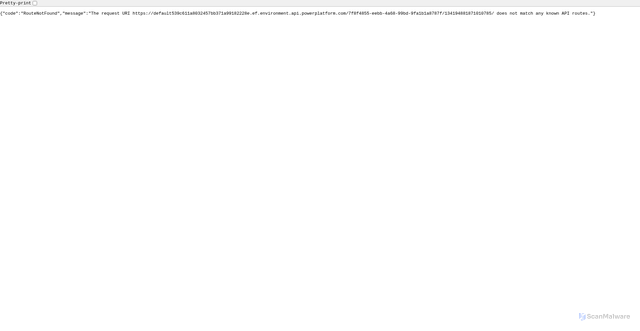 Security scan screenshot of https://default539c611a8032457bb371a99182228e.ef.environment.api.powerplatform.com
