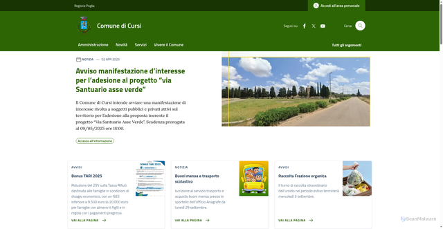 Security scan screenshot of https://comune.cursi.le.it/