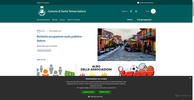 Security scan screenshot of https://www.comune.santateresagallura.ss.it/it