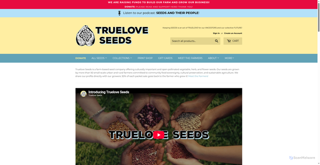 Security scan screenshot of https://www.trueloveseeds.com