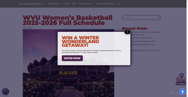 Security scan screenshot of https://www.visitmountaineercountry.com/2025-wvu-womens-basketball/