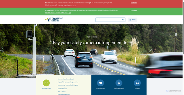 Security scan screenshot of https://nzta.govt.nz/