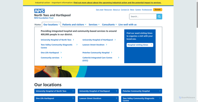 Security scan screenshot of http://www.nth.nhs.uk