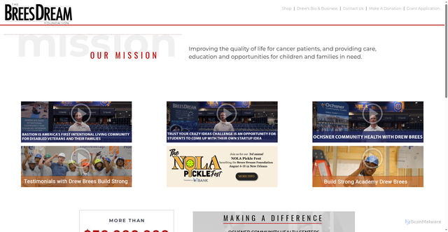 Security scan screenshot of https://www.drewbrees.com/