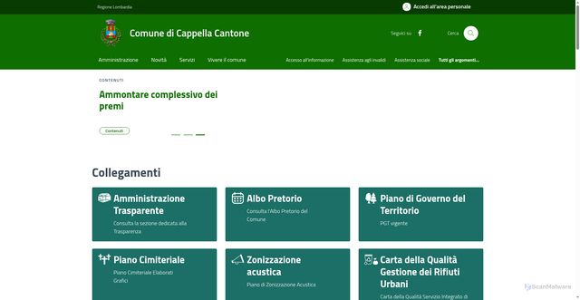Security scan screenshot of https://www.comune.cappellacantone.cr.it/