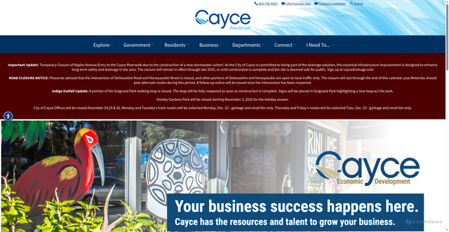 Security scan screenshot of https://cityofcayce-sc.gov/