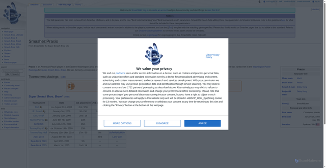 Security scan screenshot of https://www.ssbwiki.com/Smasher:Praxis