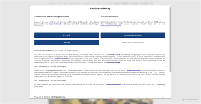 Security scan screenshot of https://mz.de