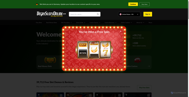 Security scan screenshot of https://www.vegasslotsonline.com