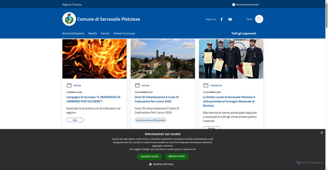 Security scan screenshot of https://www.comune.serravalle-pistoiese.pt.it/it