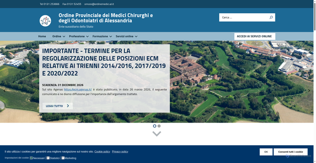 Security scan screenshot of https://www.ordinemedici.al.it