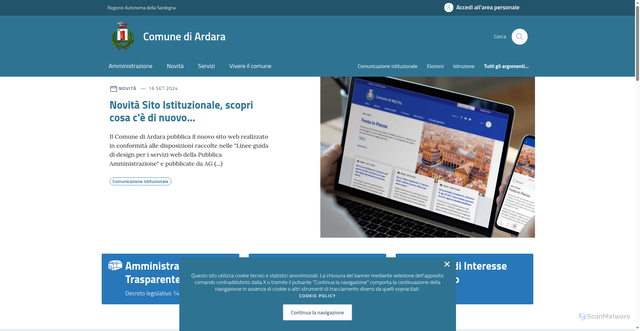 Security scan screenshot of https://comune.ardara.ss.it/