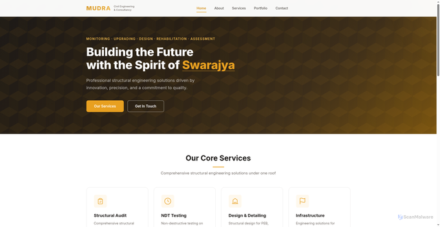 Security scan screenshot of https://mudracivilengineeringandconsultancy.com/