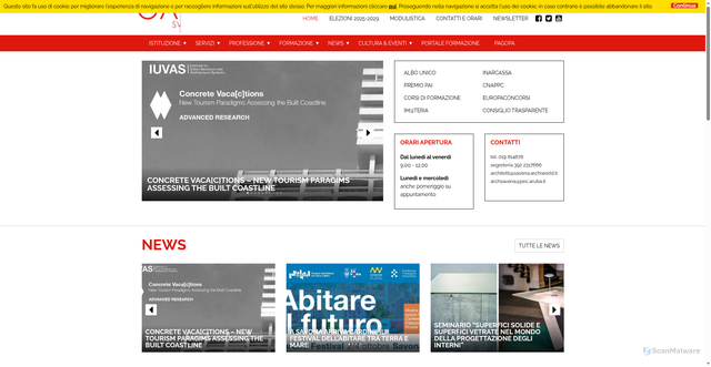 Security scan screenshot of https://www.ordinearchitettisavona.it/