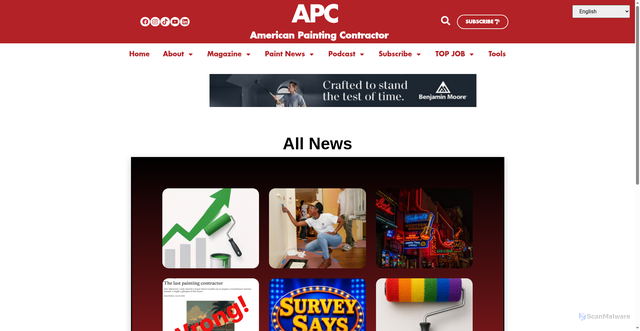 Security scan screenshot of https://paintmag.com/category/new-paint-news/all-news/