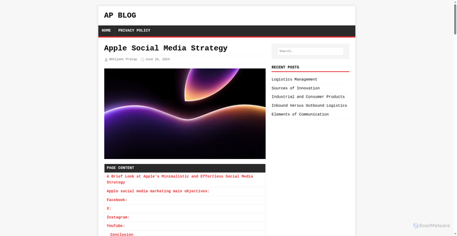 Security scan screenshot of https://abhijeetpratap.pages.dev/apple-social-media-strategy/