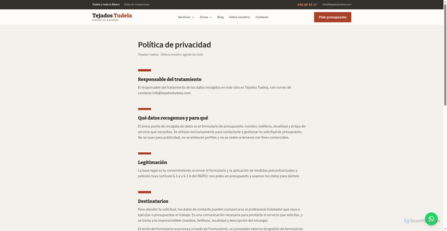 Security scan screenshot of tejadostudela.com