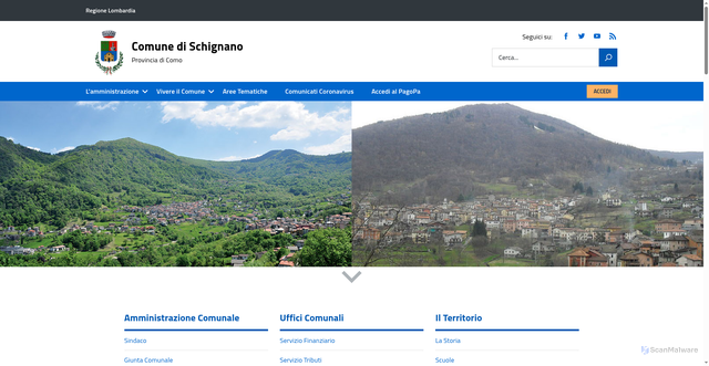 Security scan screenshot of https://www.comune.schignano.co.it/