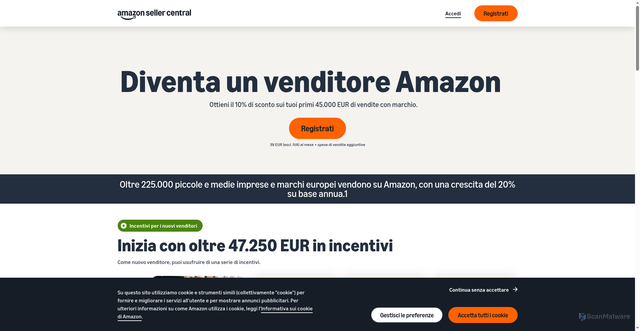 Security scan screenshot of https://sellercentral.amazon.it