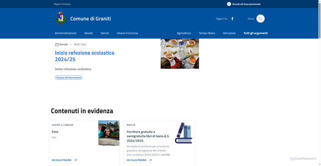 Security scan screenshot of https://www.comune.graniti.me.it/