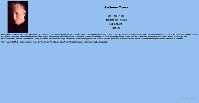 Security scan screenshot of http://www.eyeonsoaps.com/GH/biogeary.htm